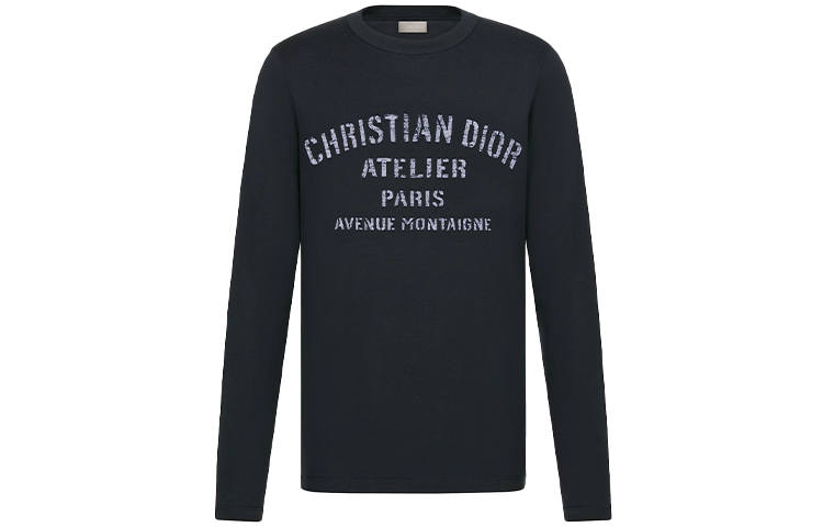 DIOR Quarterly New Products T Shirts Men's Marine Blue Crew Neck Moderate Straight Fit