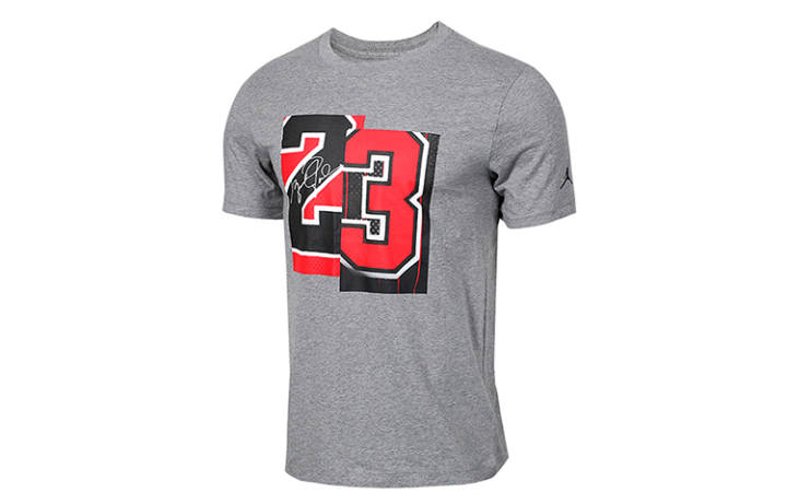 Jordan Jordan Air Jordan AJ T Shirts Men's Gray Crew Neck Moderate Straight Fit