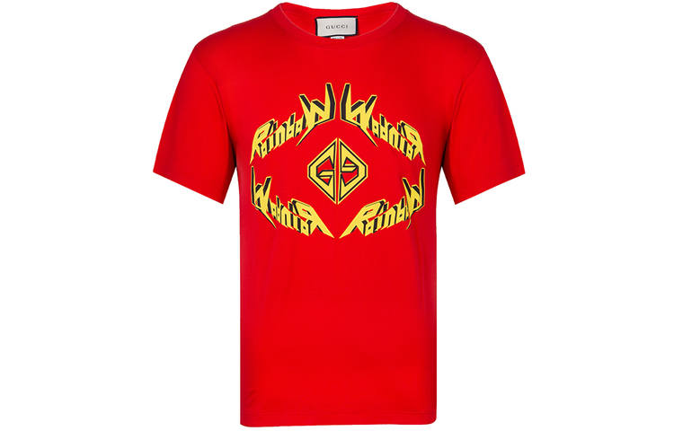 GUCCI T Shirts Men's Red Crew Neck Moderate