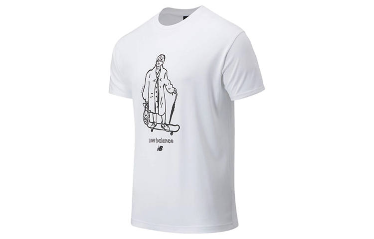 New Balance New Balance T Shirts Men's White Crew Neck Moderate Straight Fit