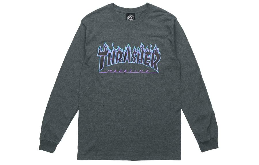 Thrasher T Shirts Unisex Gray Crew Neck Thin Heavyweight