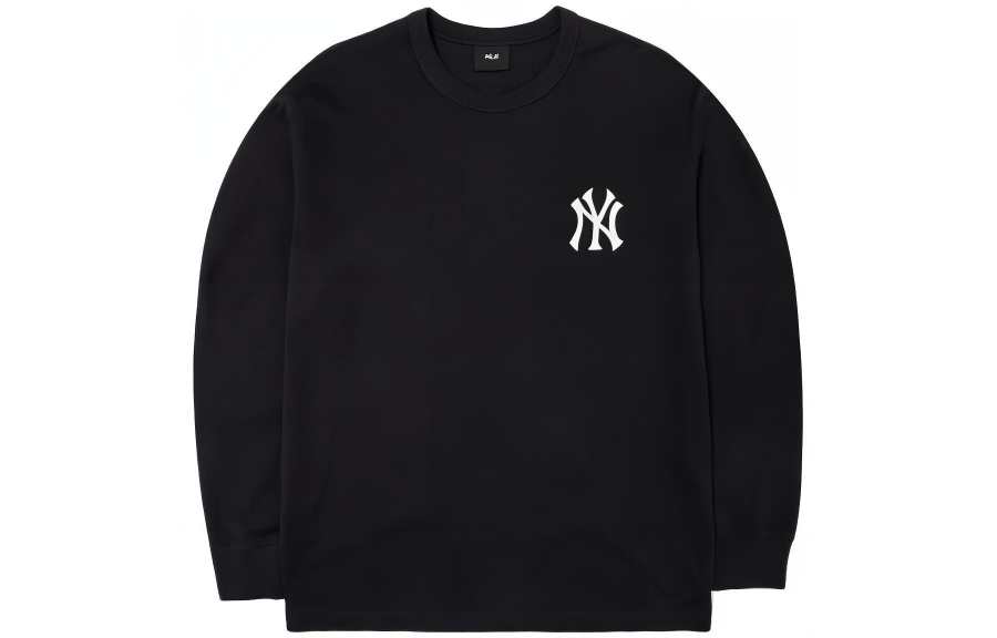 MLB Base Logo T Shirts Unisex Black Crew Neck Moderate Straight Fit