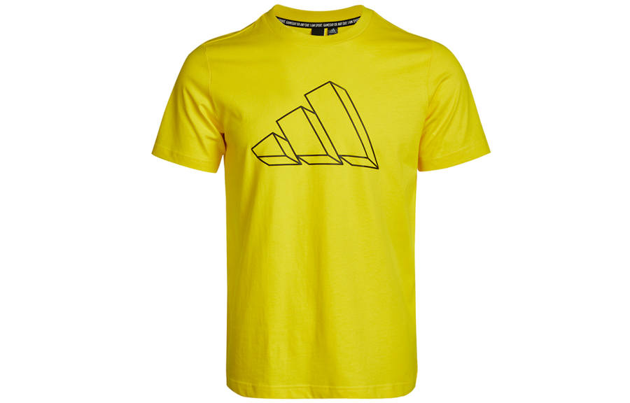 Adidas Adidas T Shirts Men's Yellow Crew Neck Moderate Straight Fit