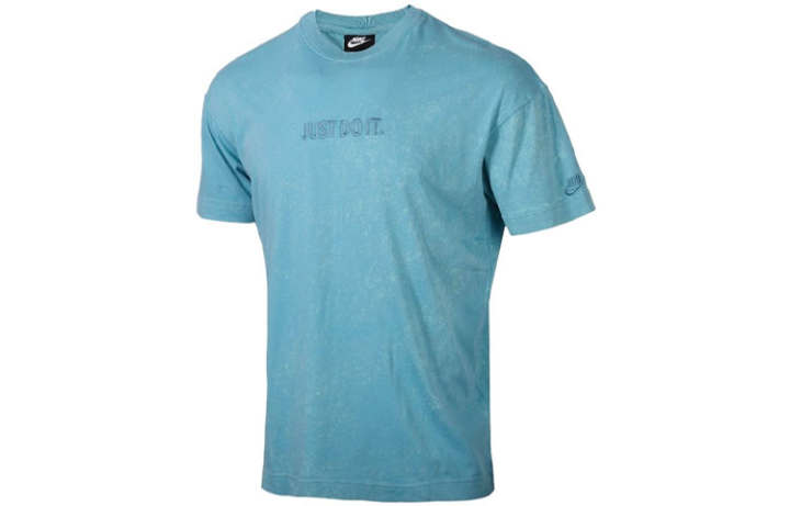 Nike Nike T Shirts Men's Lake Blue Crew Neck Moderate Straight Fit