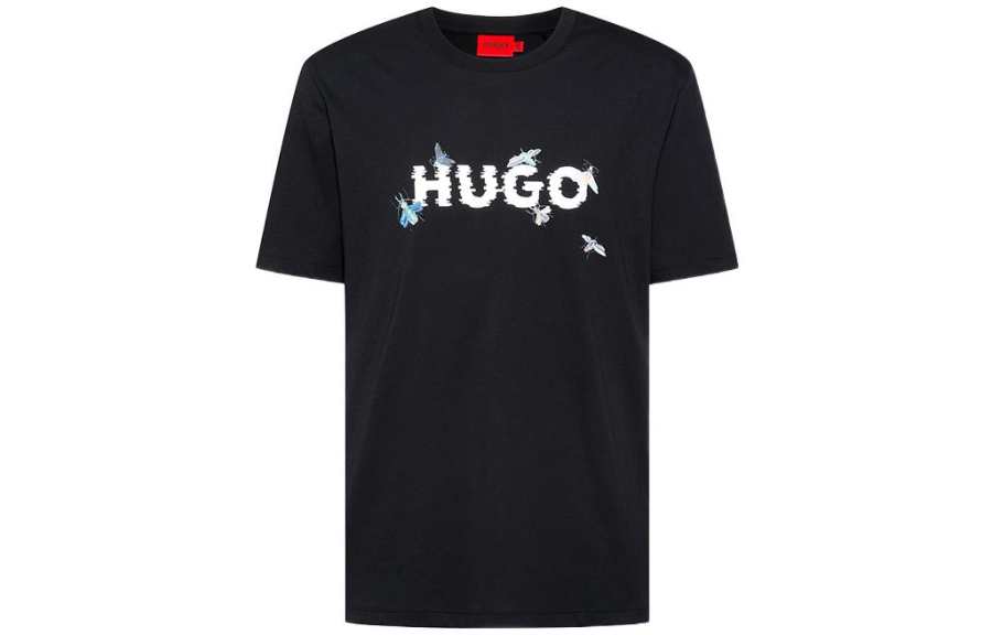 HUGO BOSS T Shirts Men's Black Crew Neck Moderate Straight Fit
