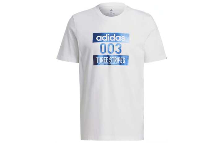 Adidas Adidas T Shirts Men's White Crew Neck Moderate Straight Fit