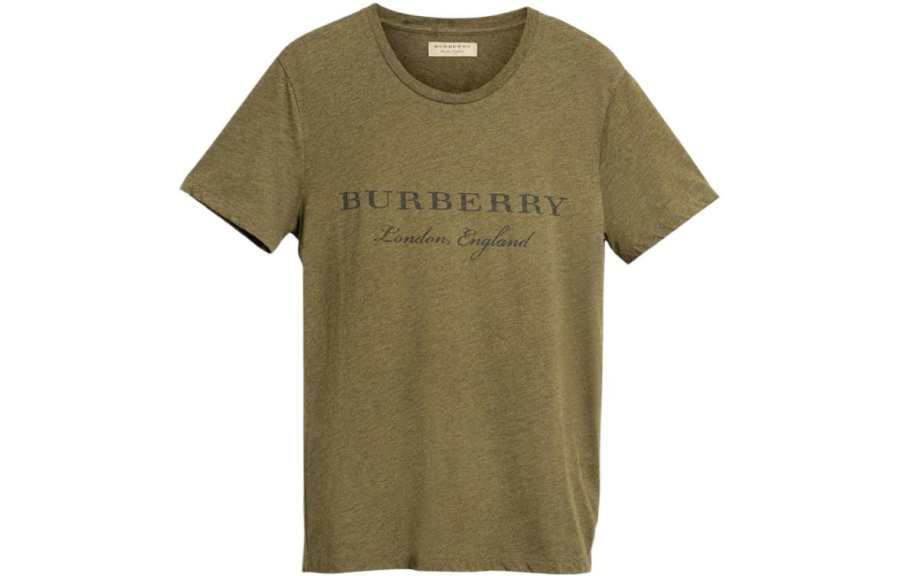 Burberry T Shirts Men's Green Crew Neck Moderate Straight Fit