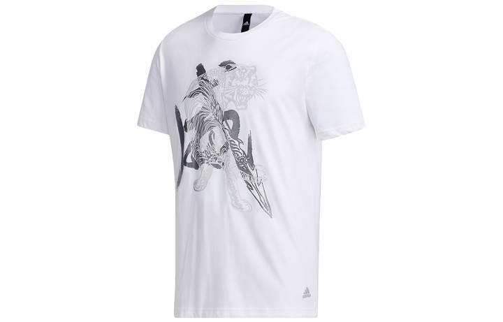 Adidas Adidas T Shirts Men's White Crew Neck Moderate Straight Fit