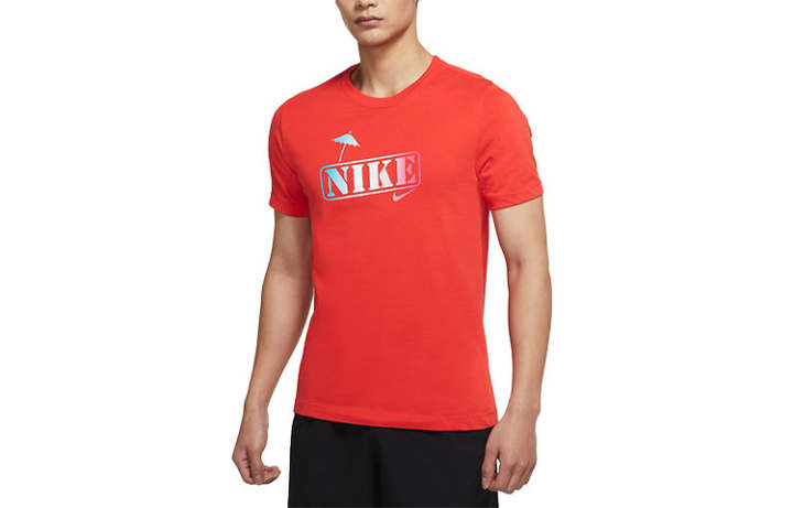 Nike Nike T Shirts Men's Red Crew Neck Moderate Straight Fit