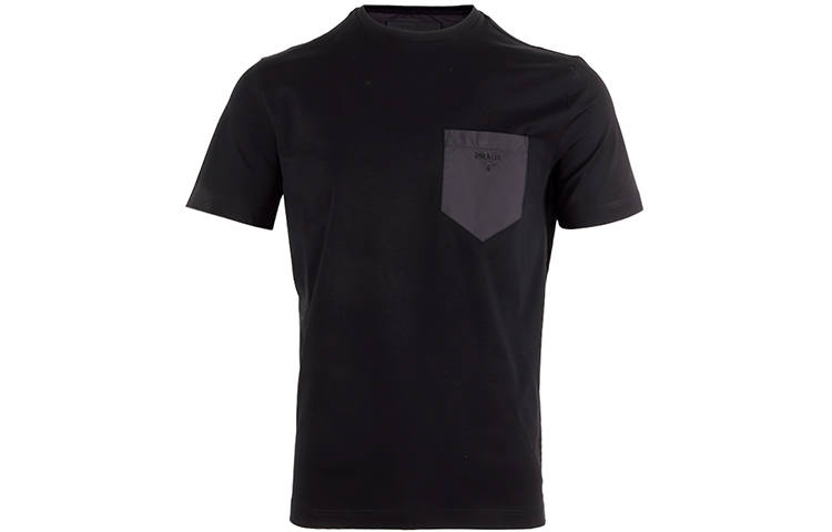 PRADA T Shirts Men's Black Crew Neck Moderate Straight Fit