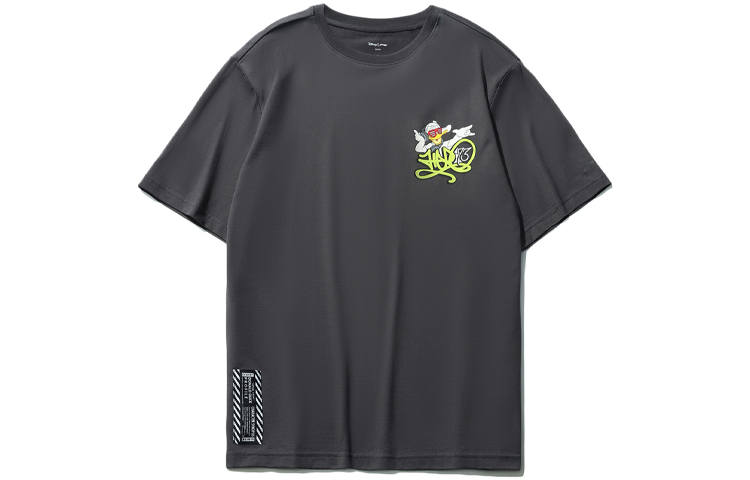 Li-Ning Li Ning X Disney T Shirts Unisex Black Pine Gray Crew Neck Moderate Straight Fit