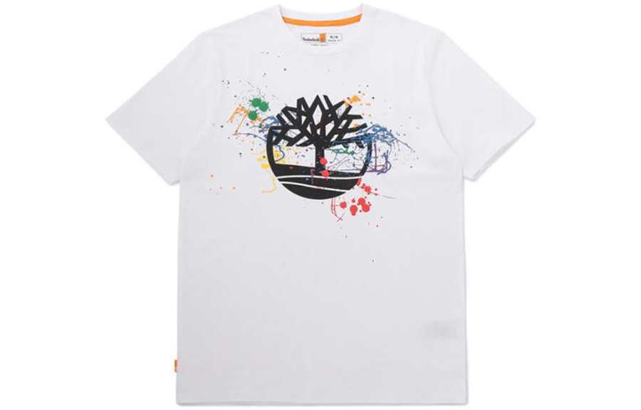 Timberland T Shirts Men's White Crew Neck Moderate Straight Fit