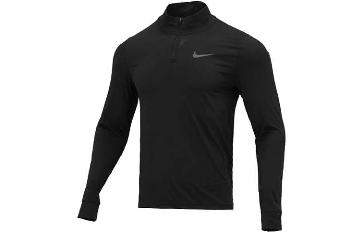 Nike Nike T Shirts Men's Black Stand Collar Moderate Straight Fit