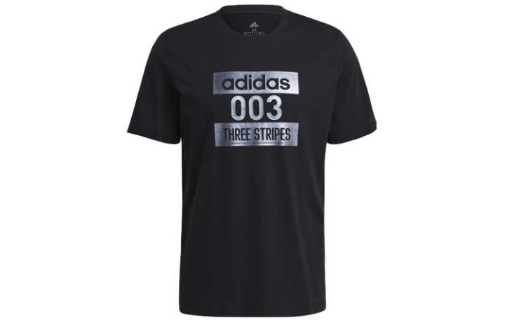Adidas Adidas T Shirts Men's Black Crew Neck Moderate Straight Fit