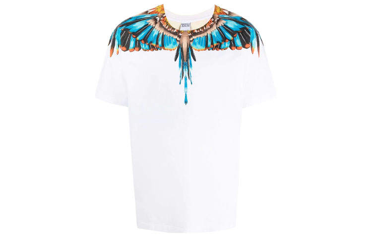Marcelo Burlon T Shirts Men's White Crew Neck Moderate Straight Fit