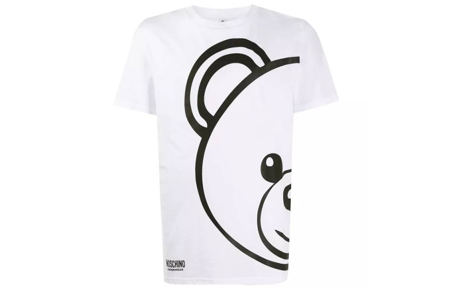 MOSCHINO T Shirts Men's White Crew Neck Thin Straight Fit
