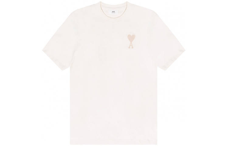 AMIPARIS T Shirts Men's Ecru Crew Neck Moderate Straight Fit