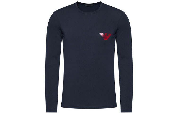 EMPORIO ARMANI T Shirts Men's Dark Blue Crew Neck Moderate Straight Fit