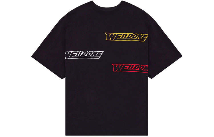 WE11DONE T Shirts Unisex Black Crew Neck Moderate Straight Fit