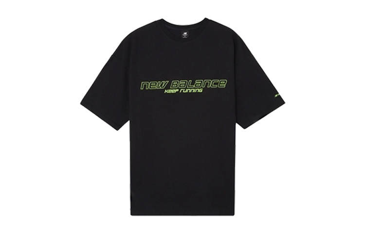 New Balance New Balance T Shirts Men's Black Crew Neck Moderate Straight Fit