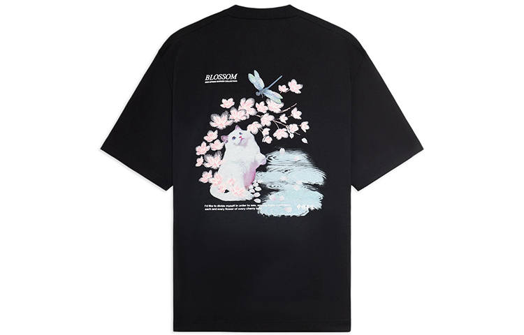 Li-Ning Li Ning China Li Ning T Shirts Unisex Black Crew Neck Moderate Straight Fit
