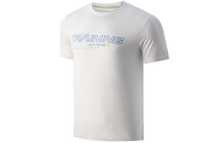 Li-Ning Li Ning T Shirts Men's Standard White Crew Neck Moderate Straight Fit