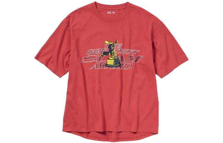 UNIQLO T Shirts Unisex Red Crew Neck Moderate