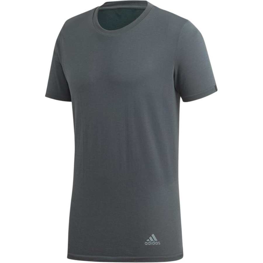 Adidas Adidas T Shirts Men's Green Crew Neck Moderate Straight Fit