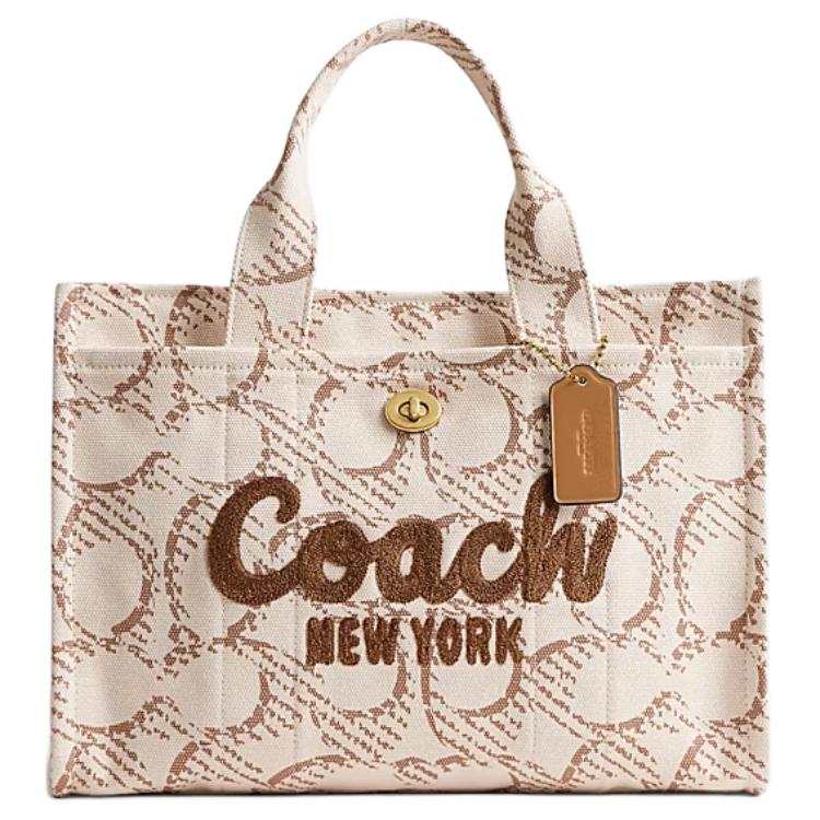 COACH Signature Canvas Tote Bag, Shopping Bag, Shoulder Bag, Handbag Large Women's Beige