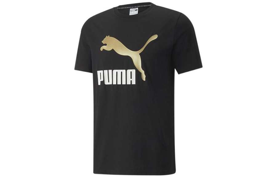 PUMA T Shirts Men's Black Crew Neck Moderate Straight Fit