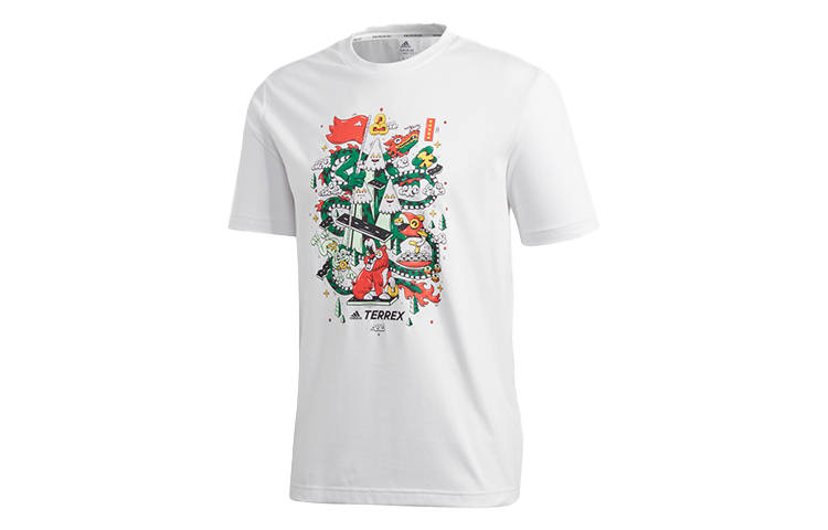 Adidas Adidas T Shirts Men's White Crew Neck Moderate Straight Fit