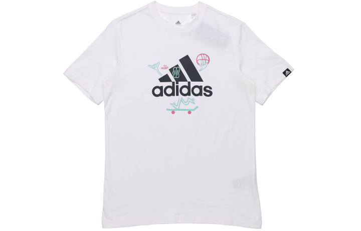 Adidas Adidas T Shirts Men's White Crew Neck Moderate Straight Fit