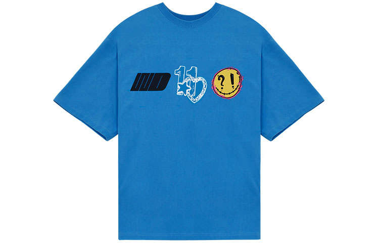WE11DONE T Shirts Unisex Blue Crew Neck Moderate Straight Fit