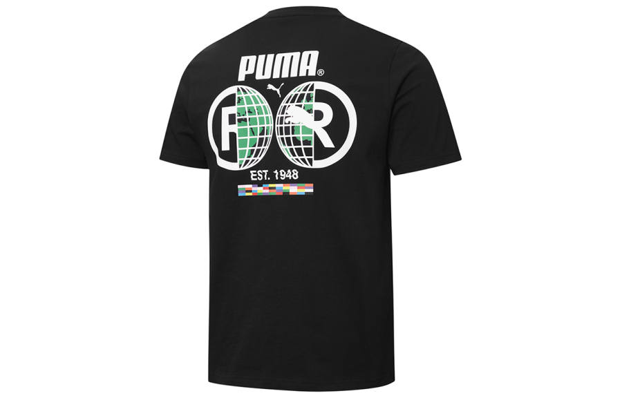 PUMA T Shirts Men's Black Crew Neck Moderate Straight Fit