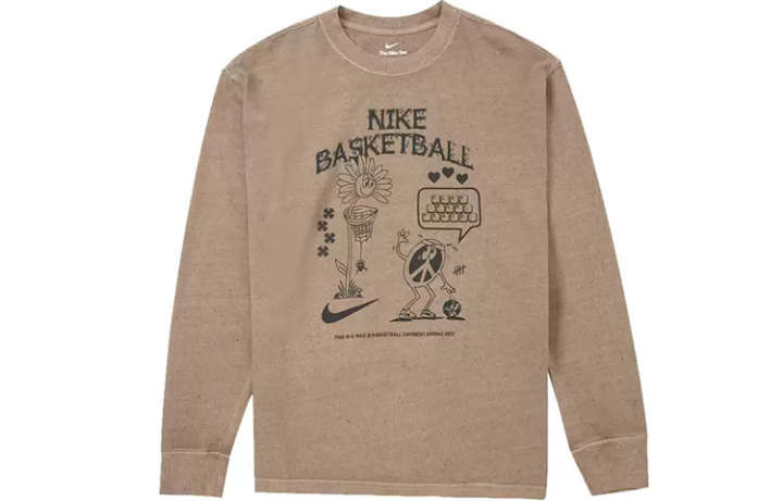 Nike Nike T Shirts Men's Brown Crew Neck Moderate Straight Fit