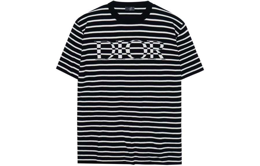 DIOR Quarterly New Products T Shirts Men's Marine Blue Crew Neck Moderate
