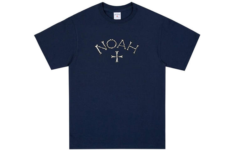 NOAH T Shirts Unisex Navy Blue Crew Neck Moderate Straight Fit