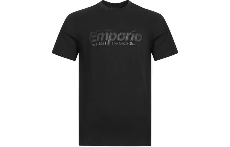 EMPORIO ARMANI T Shirts Men's Black Crew Neck Moderate Straight Fit