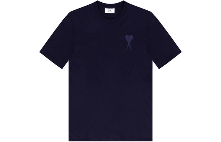 AMIPARIS T Shirts Unisex Navy Blue Crew Neck Moderate Straight Fit