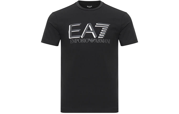 EMPORIO ARMANI T Shirts Men's Black Crew Neck Moderate Straight Fit