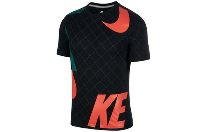 Nike Nike T Shirts Men's Black Crew Neck Moderate Straight Fit