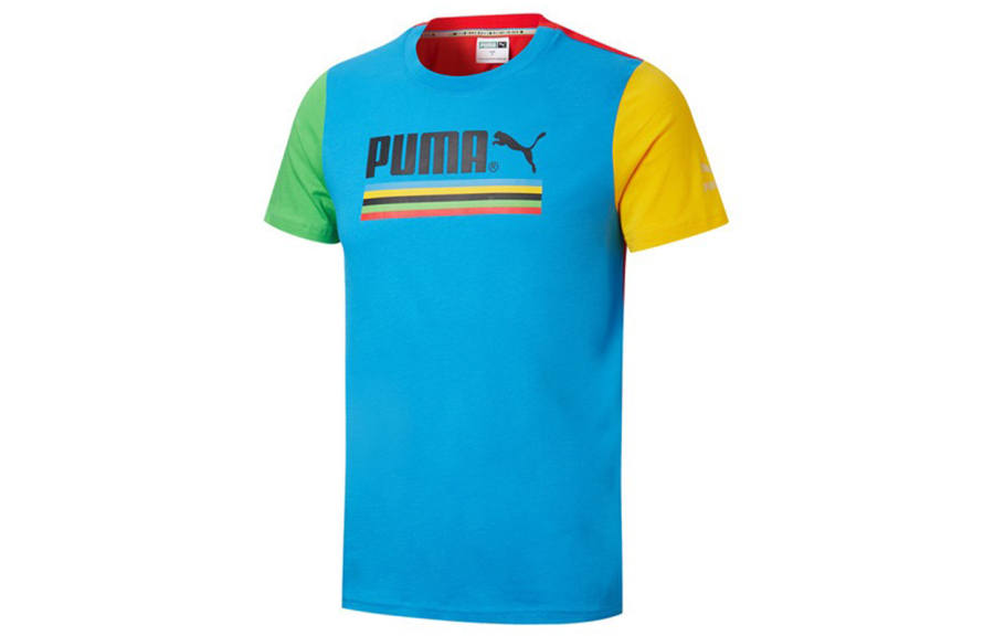 PUMA T Shirts Men's Royal Blue Crew Neck Moderate Straight Fit