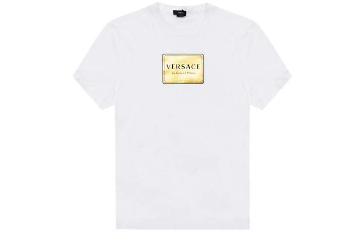 VERSACE T Shirts Men's White Crew Neck Moderate Straight Fit