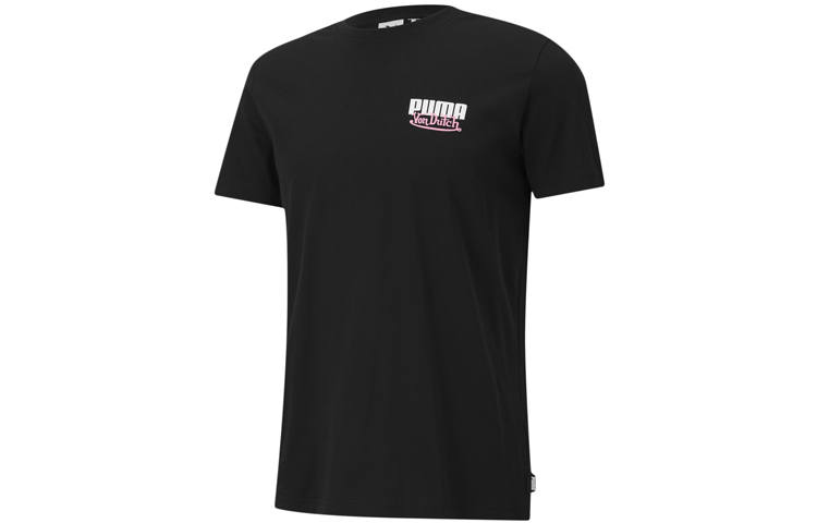 PUMA T Shirts Men's Black Crew Neck Moderate Straight Fit