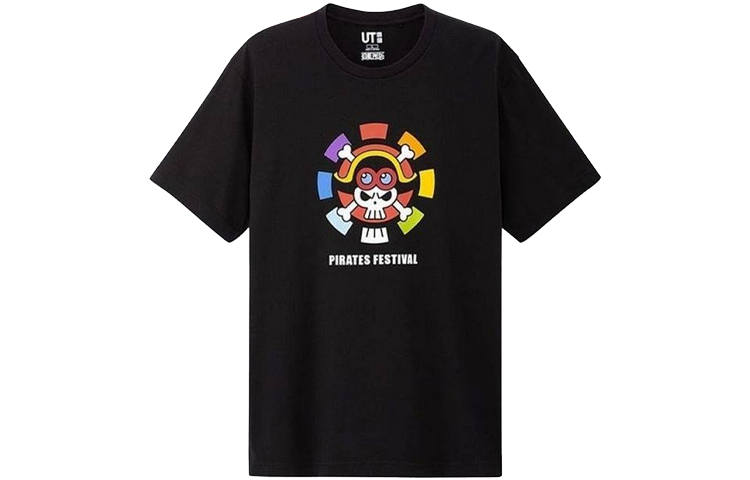 UNIQLO T Shirts Men's Black Crew Neck Moderate