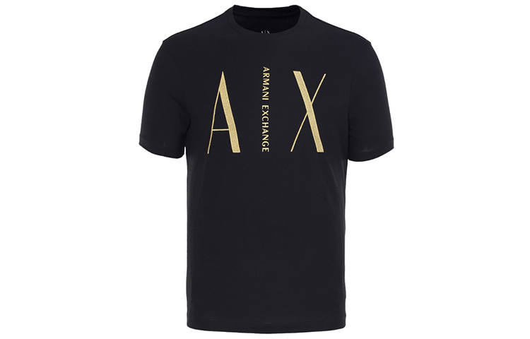 EMPORIO ARMANI T Shirts Men's Black Crew Neck Moderate Straight Fit