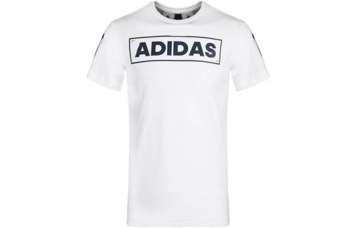 Adidas Adidas T Shirts Men's White Crew Neck Moderate Straight Fit