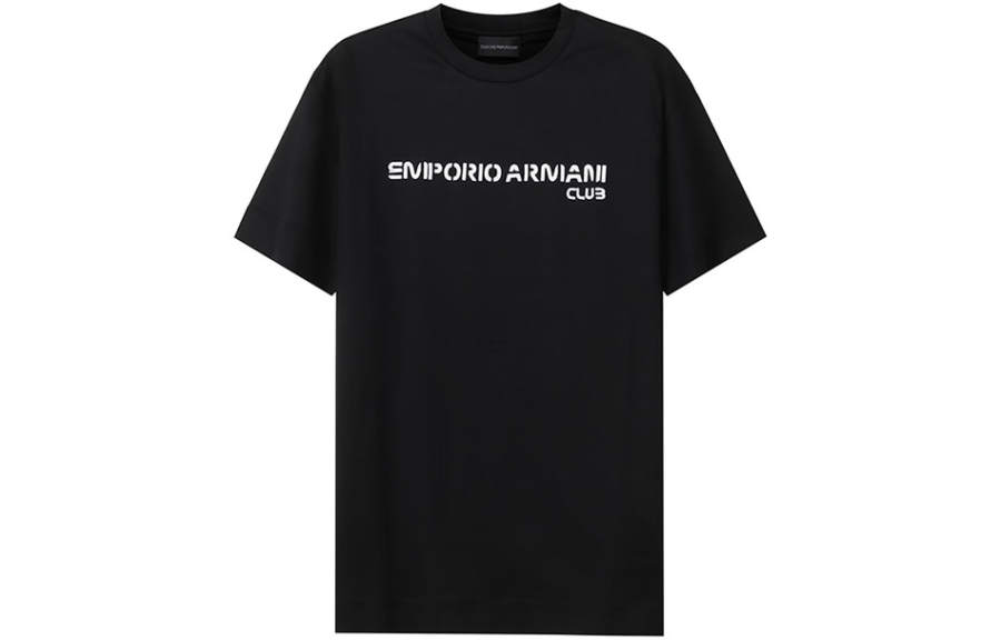 EMPORIO ARMANI T Shirts Men's Black Crew Neck Moderate Straight Fit