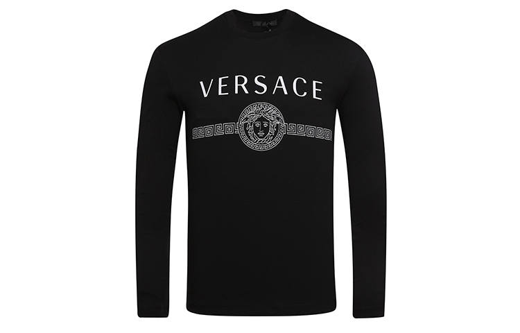 VERSACE T Shirts Unisex Black Crew Neck Moderate Straight Fit