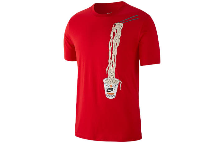 Nike Nike T Shirts Men's Red Crew Neck Moderate Straight Fit